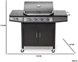 Gas BBQ Grill 5 Burner (4 Main + 1 Side Burner), Outdoor Barbecue with Steel Warming Rack, Temperature Gauge, for Garden & Outdoor Cooking