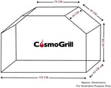 Gas BBQ Grill 7 Burner (6 Main + 1 Side Burner), Outdoor Barbecue with Warming Rack, Side Burner, Temperature Gauge, Weatherproof Cover, Black