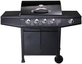 Gas BBQ Grill 5 Burner (4 Main + 1 Side Burner), Outdoor Barbecue with Steel Warming Rack, Storage Cabinet, Temperature Gauge