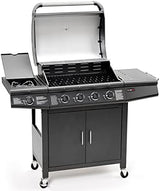 Gas BBQ Grill 5 Burner (4 Main + 1 Side Burner), Outdoor Barbecue with Steel Warming Rack, Temperature Gauge, for Garden & Outdoor Cooking
