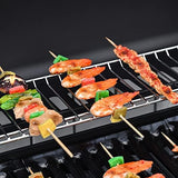 Gas BBQ Grill with 6 Main Burners and 1 Side Burner, Outdoor Barbecue Trolley, Warming Rack, Side Shelves, Storage Cabinet, Thermometer, Black