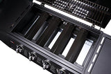Gas BBQ Grill 5 Burner (4 Main + 1 Side Burner), Outdoor Barbecue with Steel Warming Rack, Storage Cabinet, Temperature Gauge