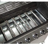 Gas BBQ Grill 7 Burner (6 Main + 1 Side Burner), Outdoor Barbecue with Steel Warming Rack, Temperature Gauge, Black