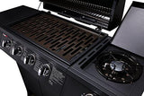 Gas BBQ Grill 5 Burner (4 Main + 1 Side Burner), Outdoor Barbecue with Steel Warming Rack, Storage Cabinet, Temperature Gauge