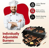 Gas BBQ Grill 5 Burner (4 Main + 1 Side Burner), Outdoor Barbecue with Steel Warming Rack, Storage Cabinet, Temperature Gauge