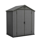 Grey Plastic Storage Shed 6 × 4 ft with Floor and Double Door Access