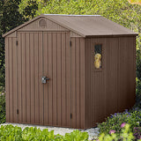 8 × 6 ft Plastic Storage Shed with Floor, Window and Double Door Access, Base Included