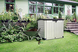 1200L Plastic Outdoor Storage Box, Garden Storage Unit, Beige & Brown