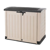 1200L Plastic Outdoor Storage Box, Garden Storage Unit, Beige & Brown