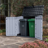 880L Outdoor Bin Storage Unit, Resin Storage Box, 132 × 71.5 cm, Grey
