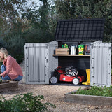 880L Outdoor Bin Storage Unit, Resin Storage Box, 132 × 71.5 cm, Grey