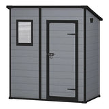 6 × 4 ft Pent Resin Garden Shed with Floor and Window, Grey